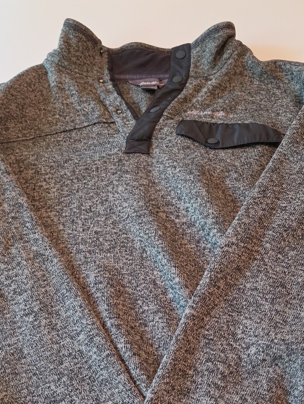 Bauer Men's Gray Heather Zip-Up Sweater with Snap Placket